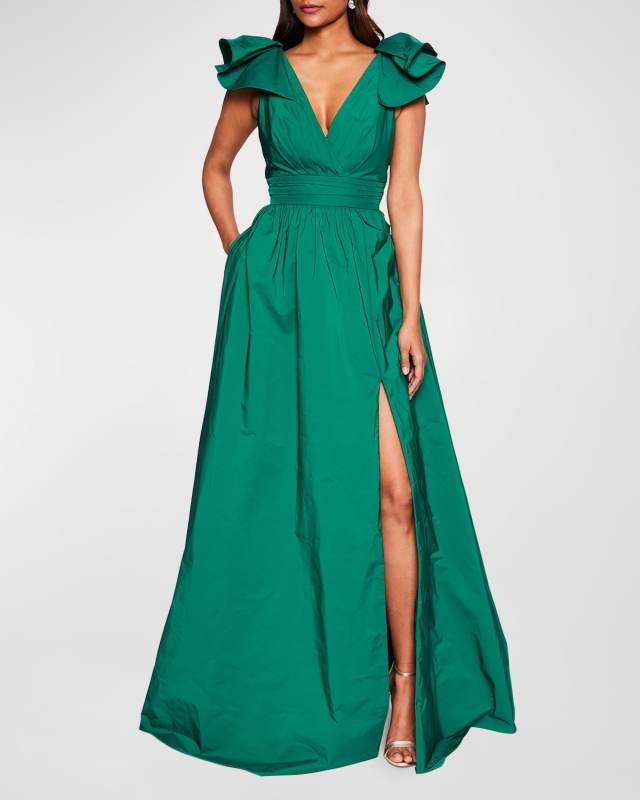 Ruffle Taffeta Empire Ball Gown